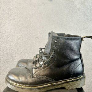 Dr. Martens Docs 1460 J Combat‎ Boots Youth Size 3 Black Leather Side Zip